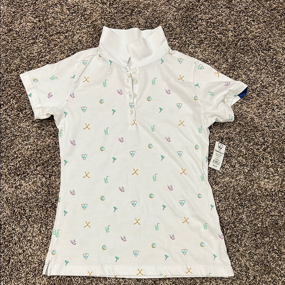 Women’s White Patterned Polo Shirt